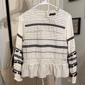 Zara Cream and Black Striped Blouse